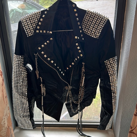 Handmade studded biker jacket - Picture 1 of 10
